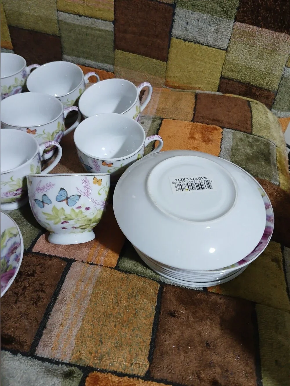 Floral Butterfly Porcelain Tea Cup and Saucer Set  10